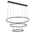 Overall view of the Telbix Brera 3‑Tier Pendant in sleek black with integrated LED rings.