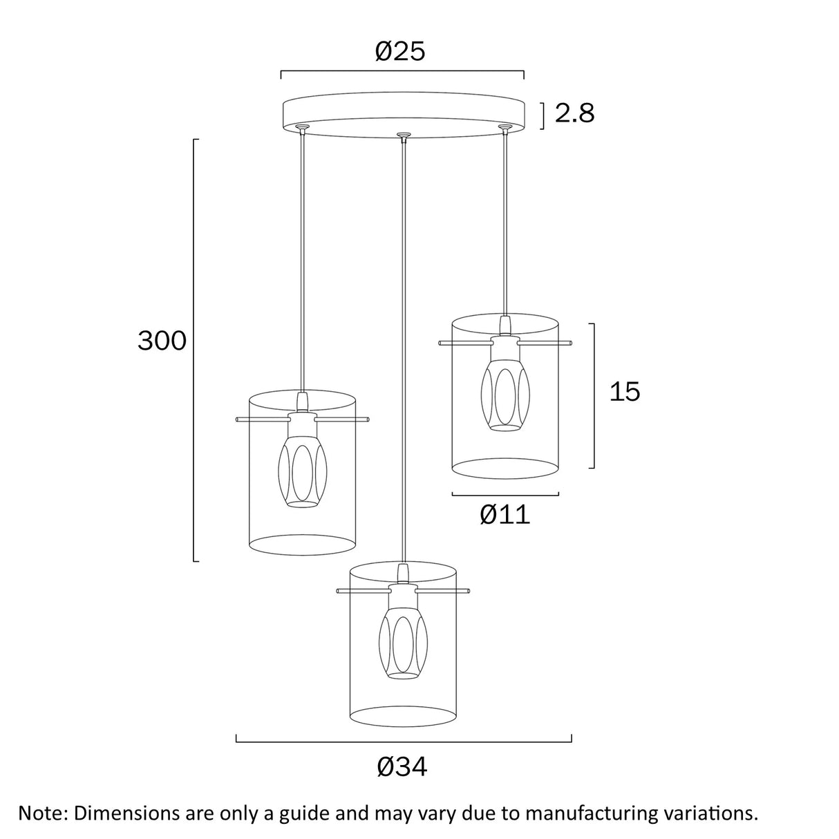 Telbix Crevil 3 Light Pendant