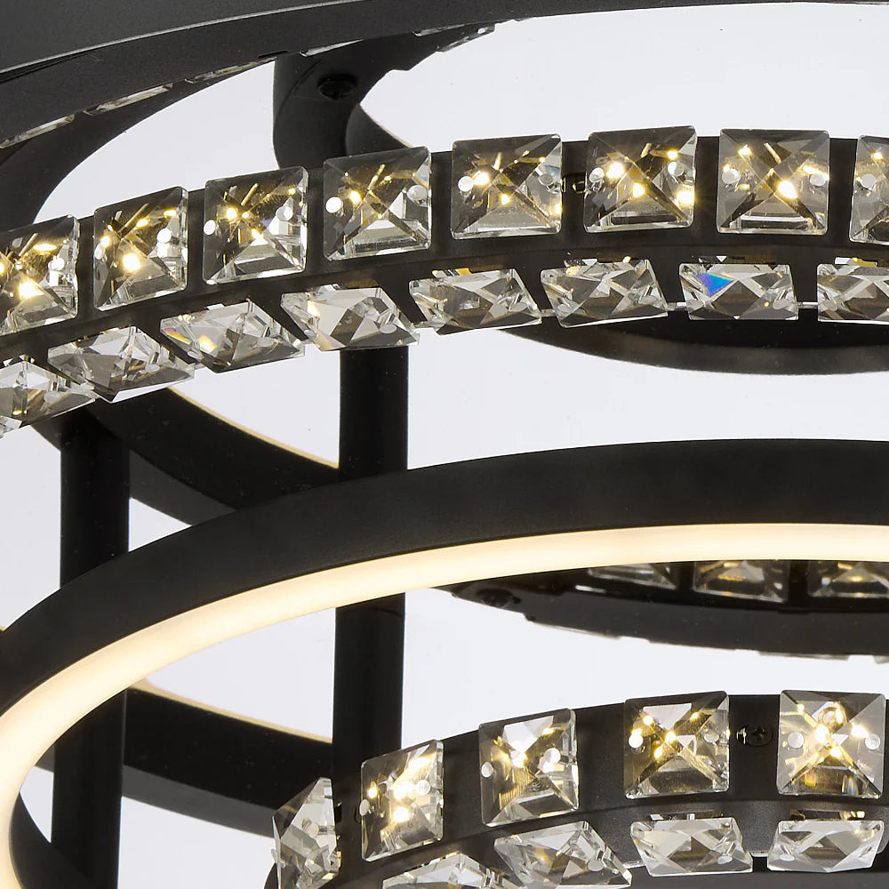 Close‑up highlighting the sparkling crystal accents of the Brera CTC flush‑mount pendant.