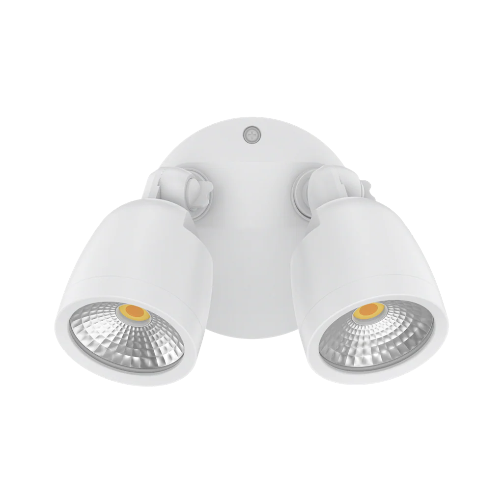 White Modern Domus Muro Eco 20W LED wall light for indoor and outdoor use with three lights on a white background