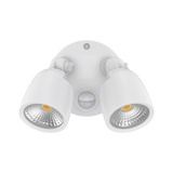 White Energy-efficient Domus MURO 20W LED sensor security lighting with three LED lights on a white background