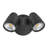 Black Energy-efficient Domus Muro Max 32 No-Sensor Trio LED wall fixture with three LED lights on a white background