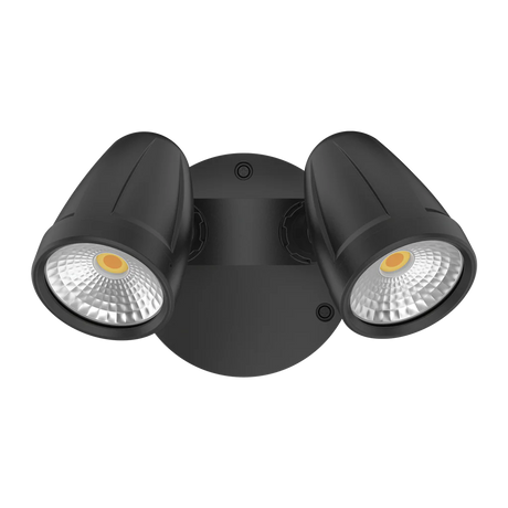 Black Energy-efficient Domus Muro Max 32 No-Sensor Trio LED wall fixture with three LED lights on a white background