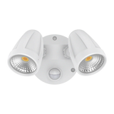 White Domus MURO-MAX 32W LED security light with motion sensor with two LED lights on a white background