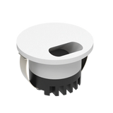 Round black and white light fixture on a white background