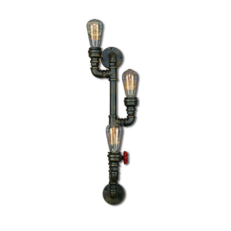 Pipe Industrial Steampunk 3 Lights Wall Light by VM Lighting