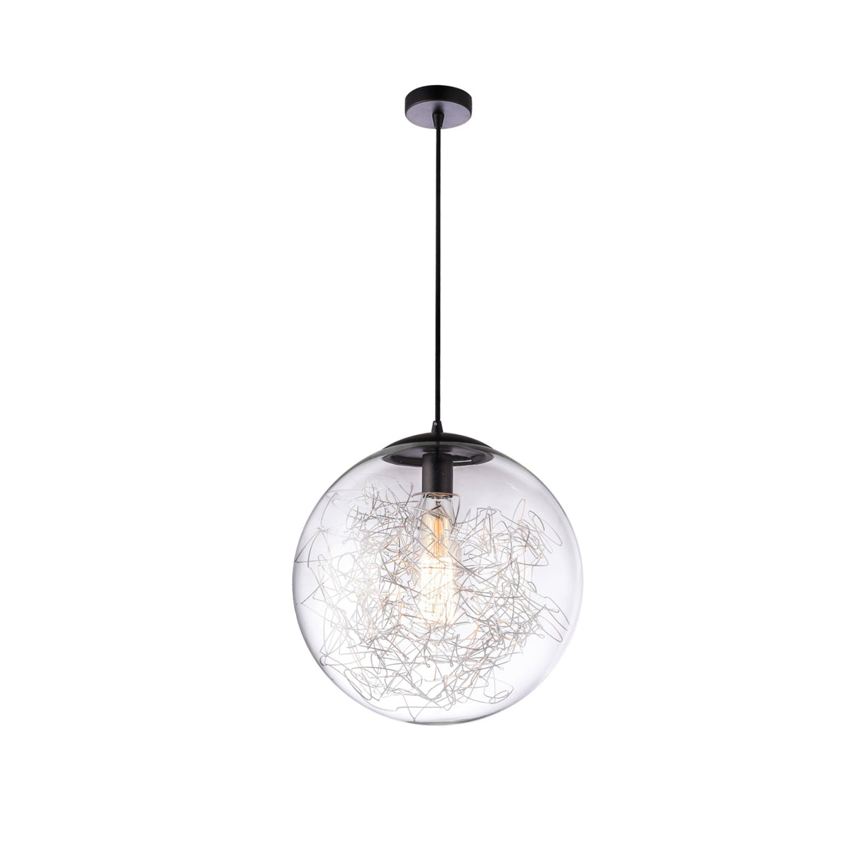 SFERA Black/Wire Decor Clear Sphere Glass Pendants by VM Lighting