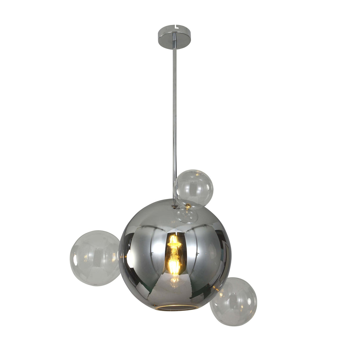 PLANET Grey/Chrome Glass Pendant by VM Lighting