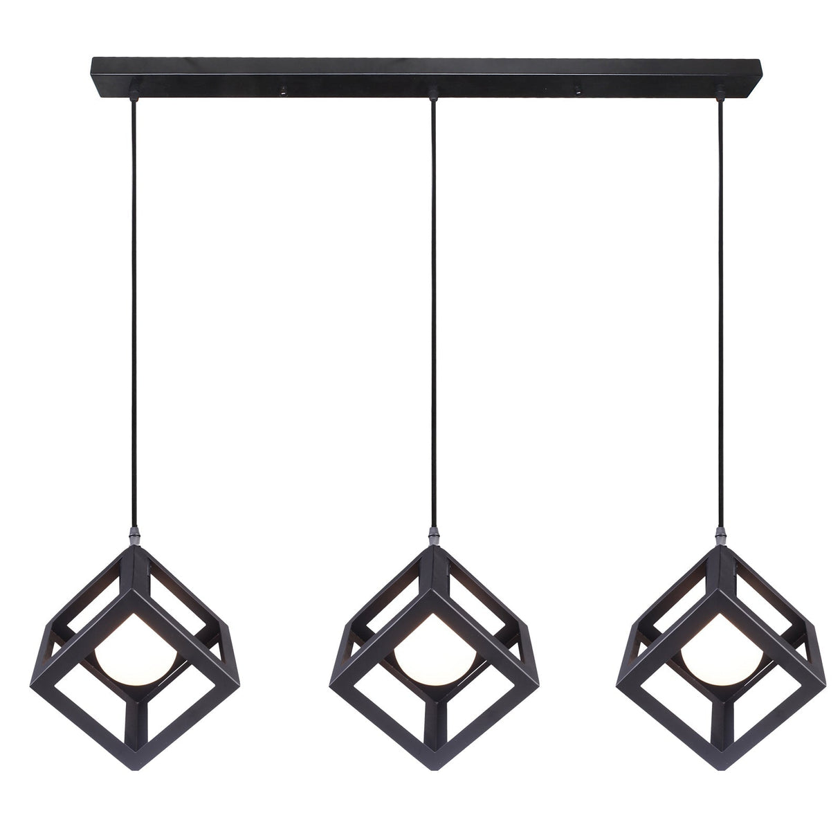 RUBIX 3 Light Bar Pendant Black by VM Lighting