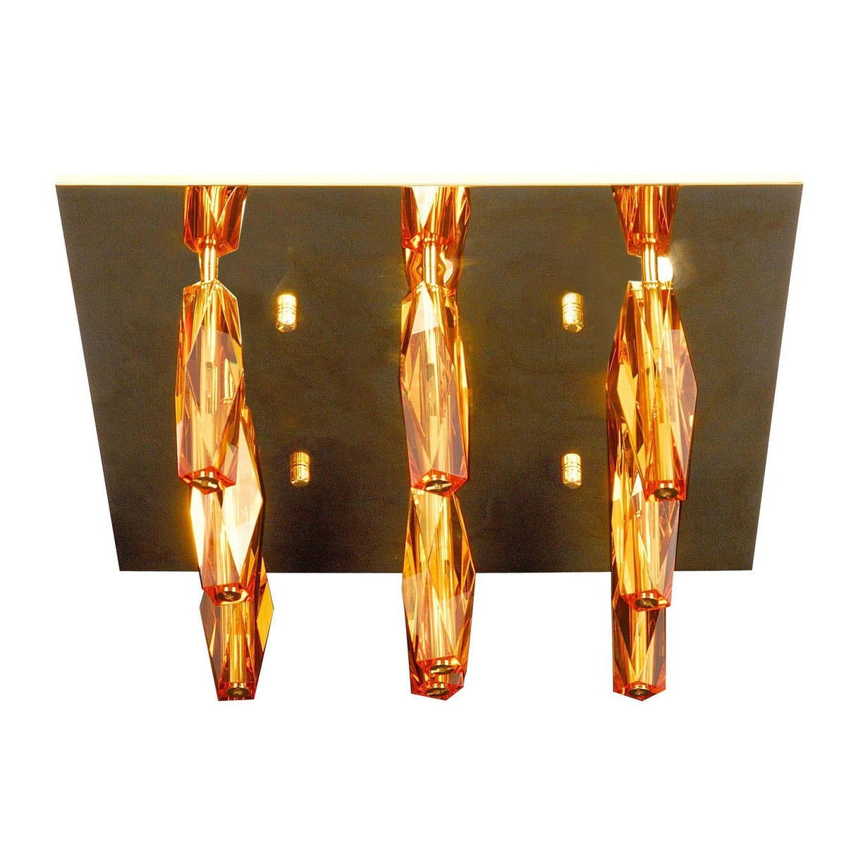 CUBO 9 Light Amber Crystal Flush Pendant by VM Lighting