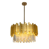 Regina Satin Brass Clear Crystal Pendant 50cm by VM Lighting