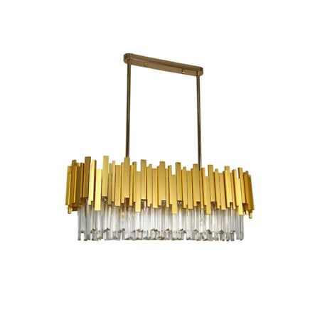 Regina Satin Brass Clear Crystal Pendant 80cm by VM Lighting