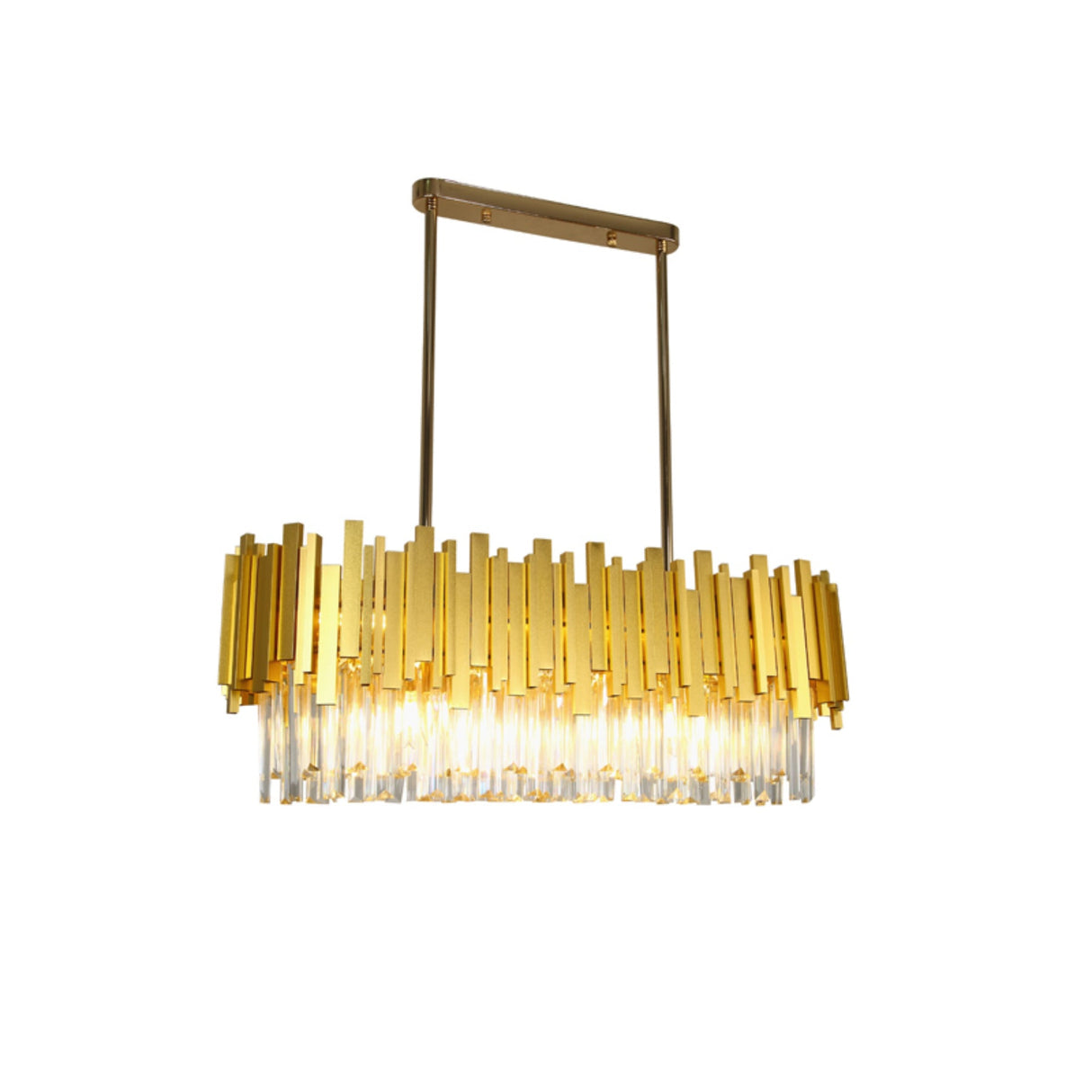 Regina Satin Brass Clear Crystal Pendant 80cm by VM Lighting