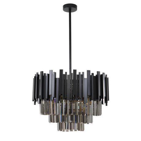 Regina Matte Black Crystal Pendant 50cm by VM Lighting