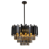 Regina Matte Black Crystal Pendant 50cm by VM Lighting