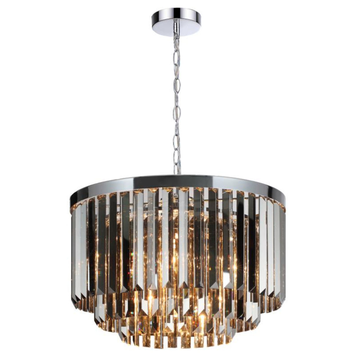 Marki Grey/Chrome Crystal Pendant 50cm by VM Lighting