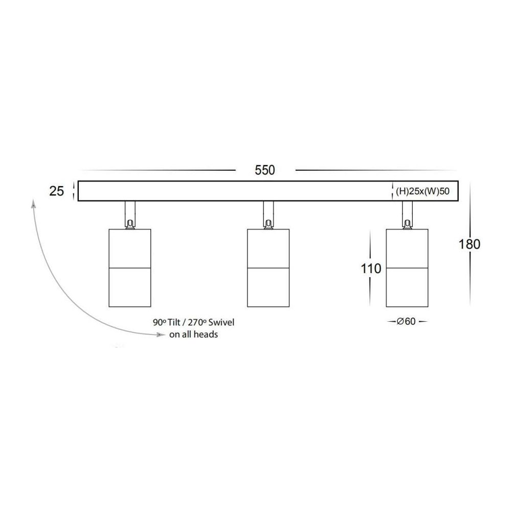 3A Lighting 3 Lights Bar Adjustable Spotlight 2143