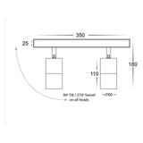 3A Lighting 2 Lights Bar Adjustable Spotlight 2142