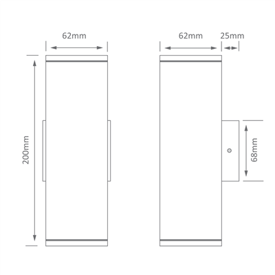 Domus ALPHA-2 Up/Down LED GU10 Exterior Wall Light