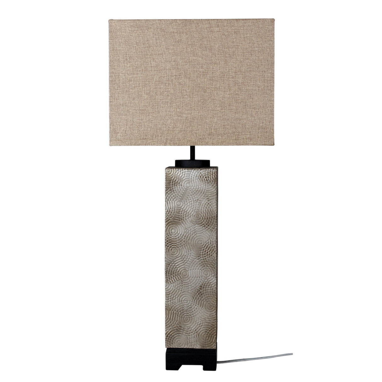 Oriel Lighting TYROS Embossed Pewter Square Table Lamp