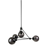 Oriel Lighting LUNAR 4 80cm Satellite Inspired Pendant Smoked Glass Black