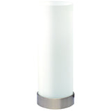 Oriel Lighting PEPE ROUND TOUCH ON-OFF Lamp Brushed Chrome and Matt Opal