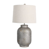 Oriel Lighting PALMA Rustic Beaten Silver Urn Table Lamp