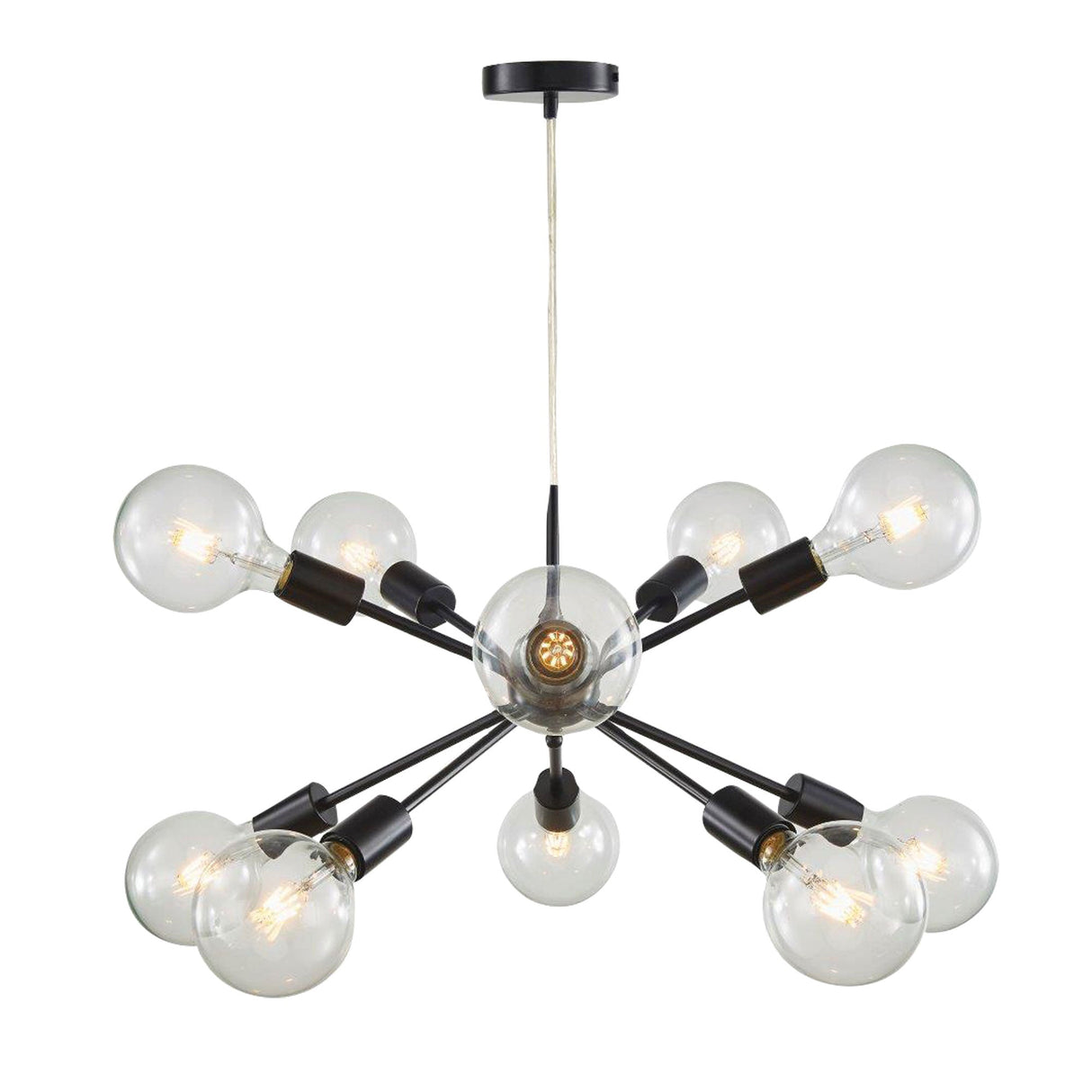 Oriel Lighting SPUTNIK.10 10-light Groovy Satellite Pendant Black