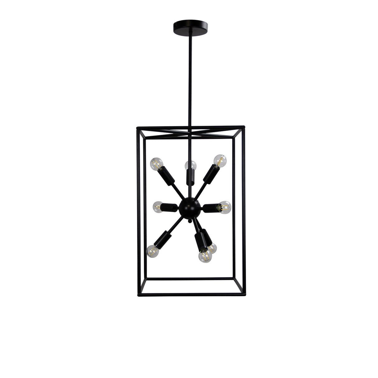 Oriel Lighting GEORGETOWN.35 Designer Box Pendant with Exposed Globes Black