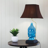 Oriel Lighting JADE BUDDHA Chinese Ceramic Table Lamp with Shade