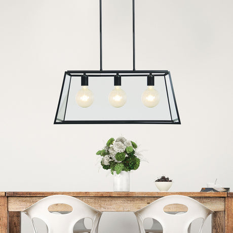 Oriel Lighting EATON 70 3-light 70cm Urban Retro Pendant Black