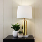 Oriel Lighting SAVONA Scandi Table Lamp in Antique Brass