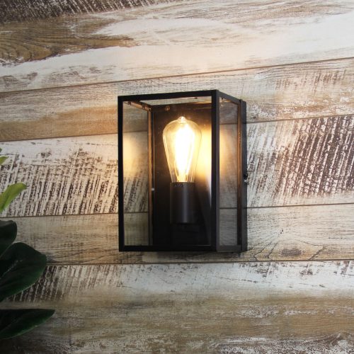 Oriel Lighting EATON WALL Urban Retro Wall Light with Clear Glass Black