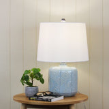 Oriel Lighting BIKKI Embossed Ceramic Lamp with Harp Shade