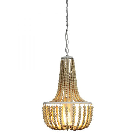 Oriel Lighting Cascara 1 Light Pendant Natural Wooden Beaded Pendant