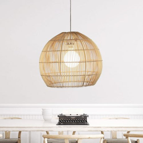 Oriel Lighting BATU.48 SHADE ONLY Natural cane rattan pendant White