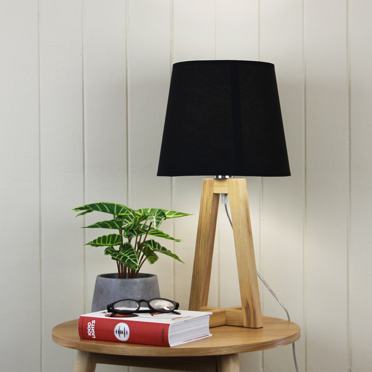 Oriel Lighting EDRA TABLE LAMP Scandi Table Lamp with  Cotton Shade