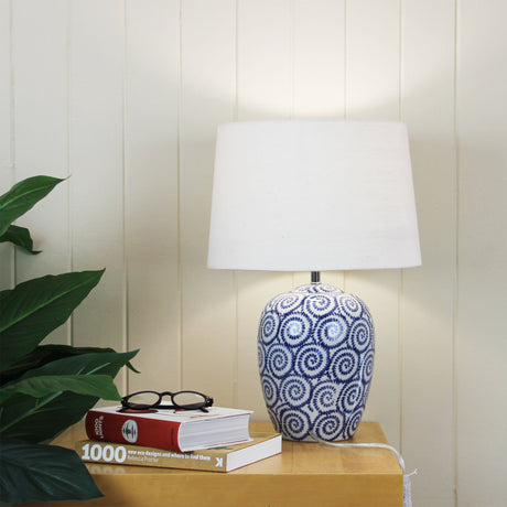 Oriel Lighting PIPPI Ivory and Blue Ceramic Table Lamp