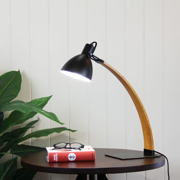 Oriel Lighting PERNO Bronze Rubbed Bronze and Timber Mid Century Task Lamp