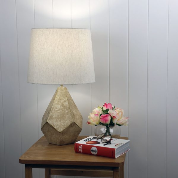 Oriel Lighting LEON Geometric Ivory and Gold Table Lamp