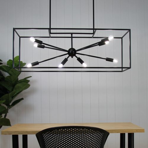 Oriel Lighting GEORGETOWN.100 Designer Box Pendant with Exposed Globes Black