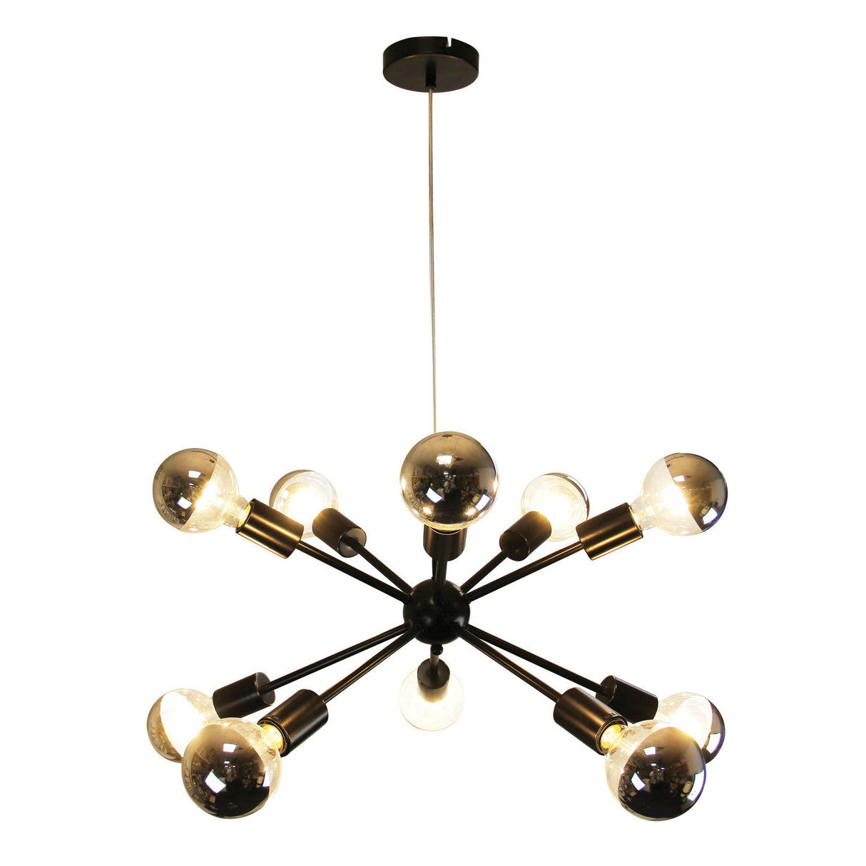 Oriel Lighting SPUTNIK.10 10-light Groovy Satellite Pendant Black