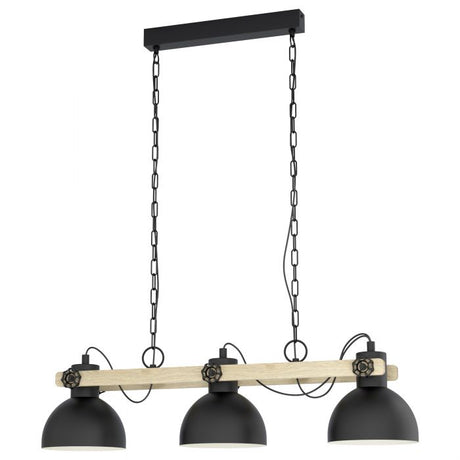 Eglo Lighting Lubenham E27 Black/Wood Pendant Light