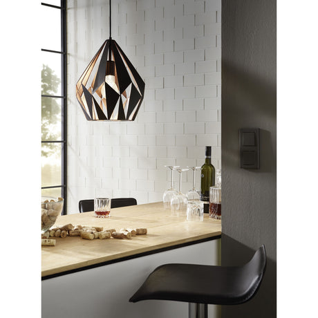Eglo CARLTON 1 Pendant Light Black Copper Med