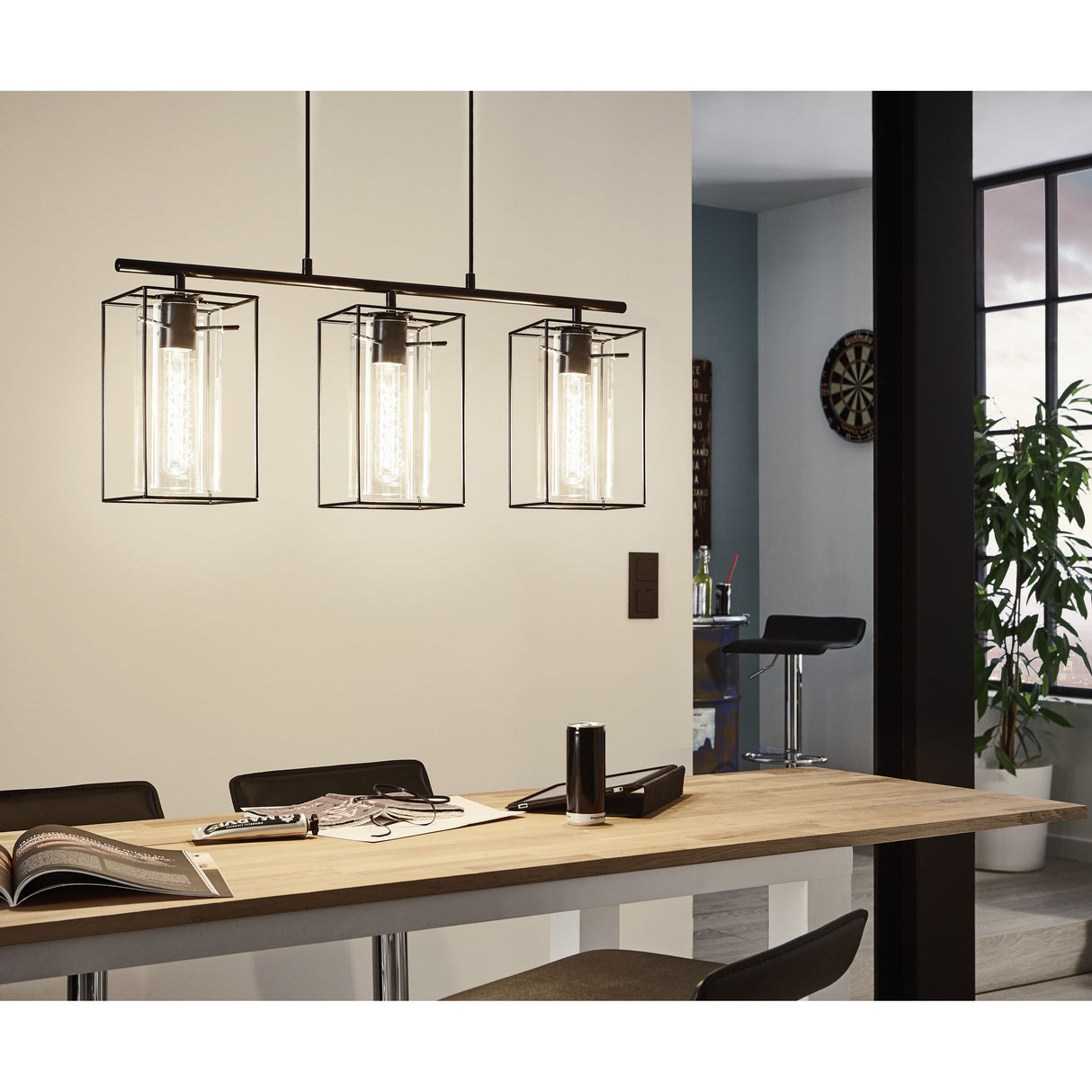 Eglo Lighting LONCINO pendant light black steel and black-transparent