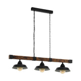 Eglo Lighting OLDBURY pendant light black steel & brown rustic wood