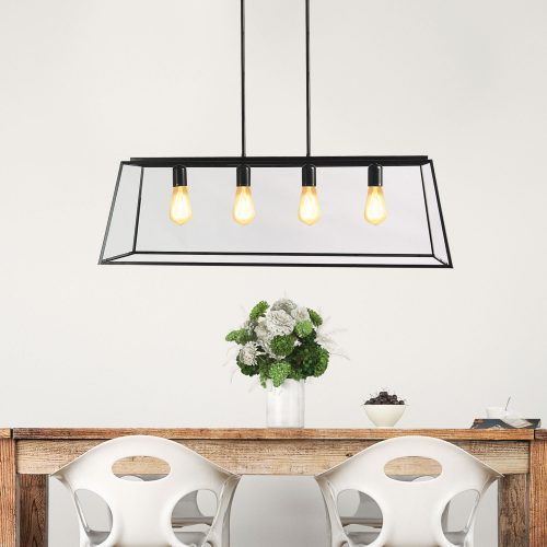 Oriel Lighting EATON.100 4-light Large 100cm Urban Retro Pendant Black