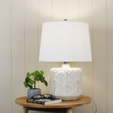 Oriel Lighting BIKKI Embossed Ceramic Lamp with Harp Shade