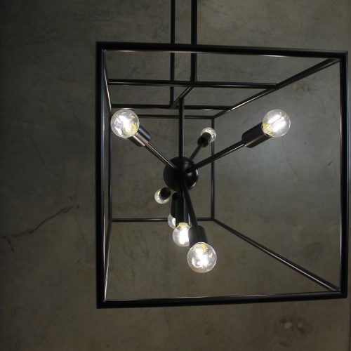 Oriel Lighting GEORGETOWN.100 Designer Box Pendant with Exposed Globes Black