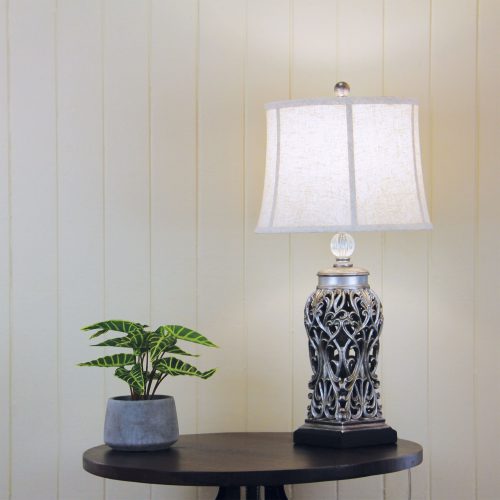 Oriel Lighting DORNE Classic Antique Cut Lamp with Harp Shade